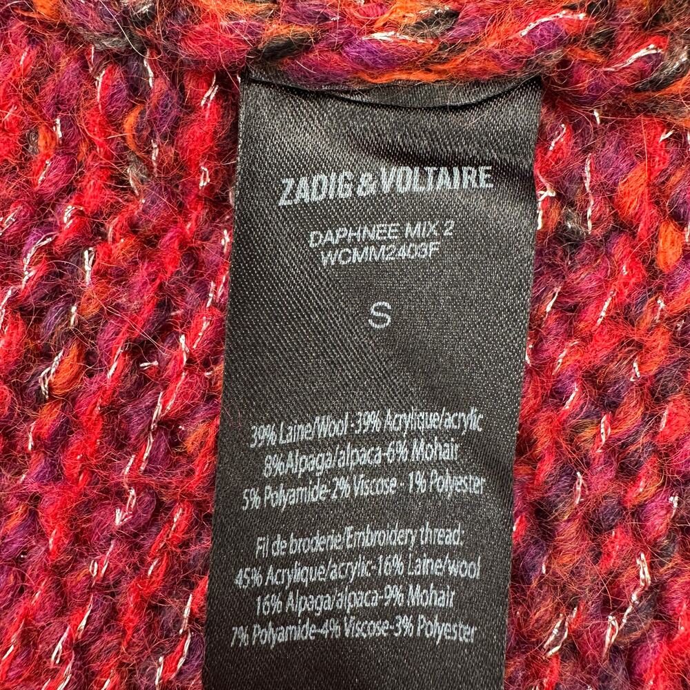 Zadig & Voltaire Daphnee Pegasus Open Cardigan Alpaca Blend in Red Marled Size S - Picture 11 of 13